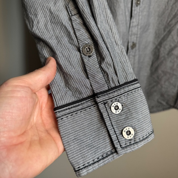 BKE Tailored Fit Men's Pinstripe‎ Long Sleeve Casual Dress Shirt Gray Size Large - Picture 2 of 13